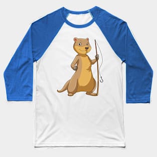 Otter as Fisher with Fishing rod Baseball T-Shirt